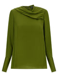 Tom Ford Draped Silk Blouse — Green