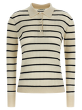 Max Mara Striped Cashmere-Silk Polo — Beige