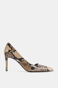 Khaite Python-Print Leather Pump — Beige