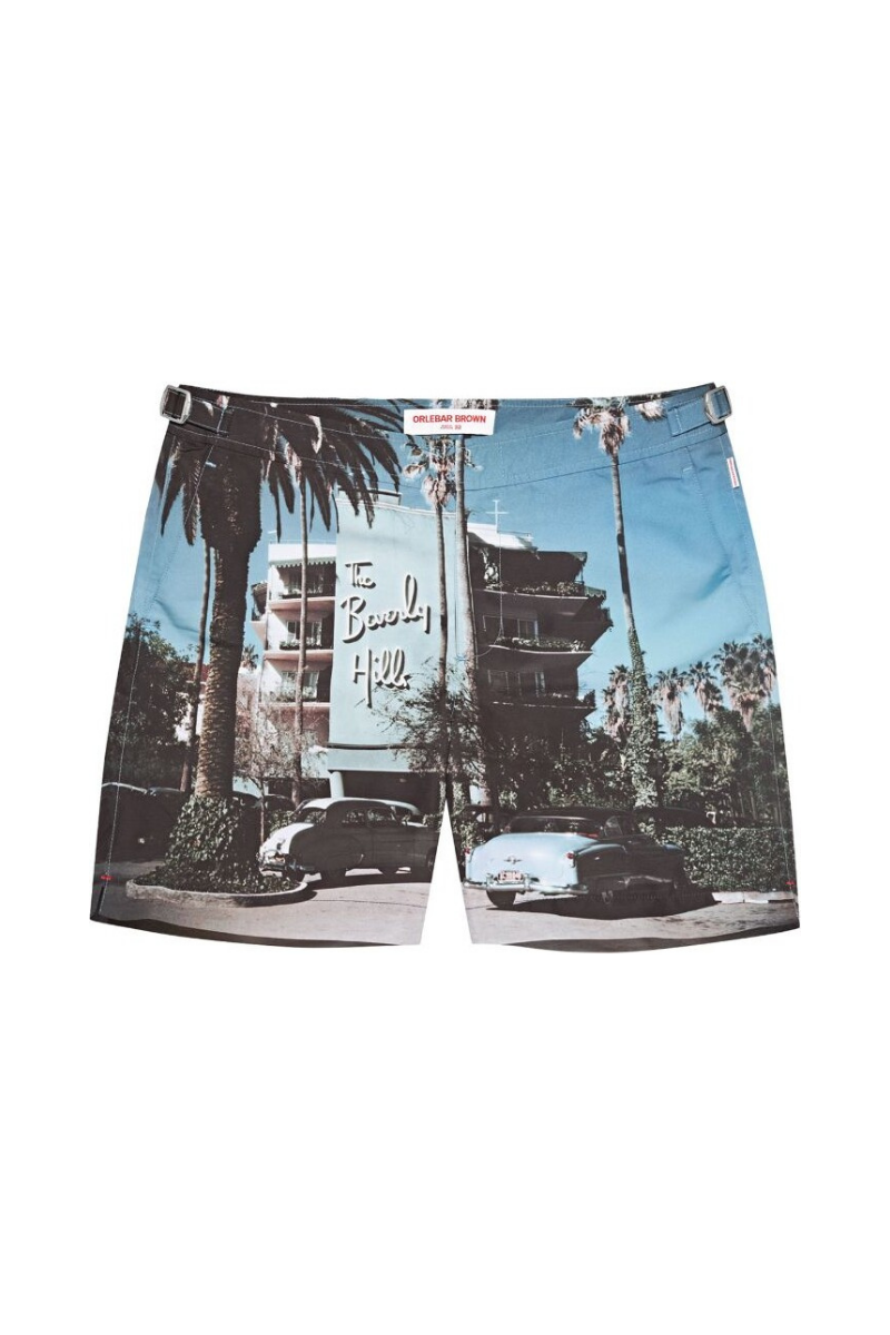 Orlebar Brown Photographic Beverly Hills Print Shorts — Blue