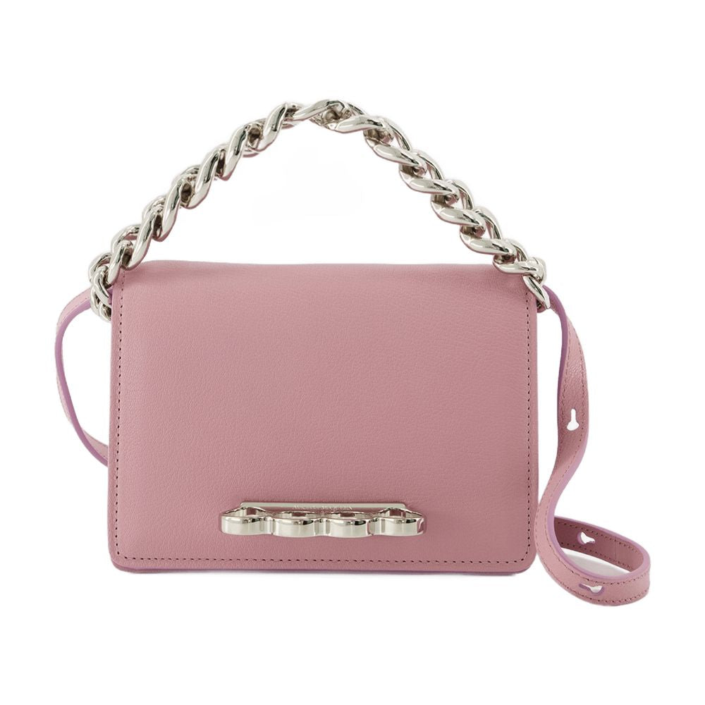 Alexander McQueen Chain-Link Leather Shoulder Bag — Pink