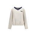Miu Miu Recycled Polyester V-Neck Sweatshirt — Beige