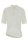 Victoria Beckham Ribbed Cotton-Elastane Polo — White