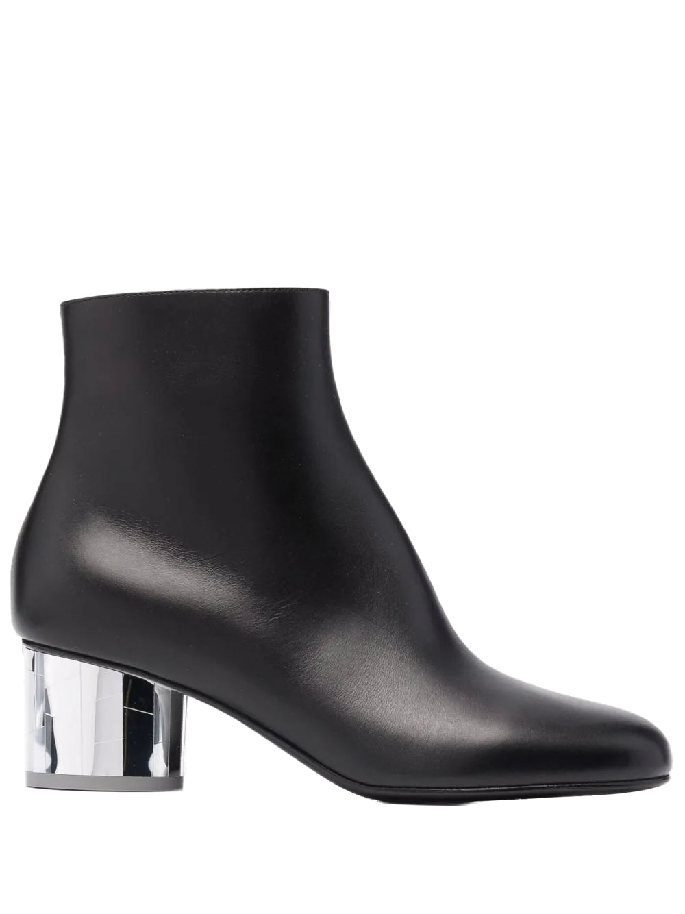 Ferragamo Metallic Block-Heel Ankle Boot — Black