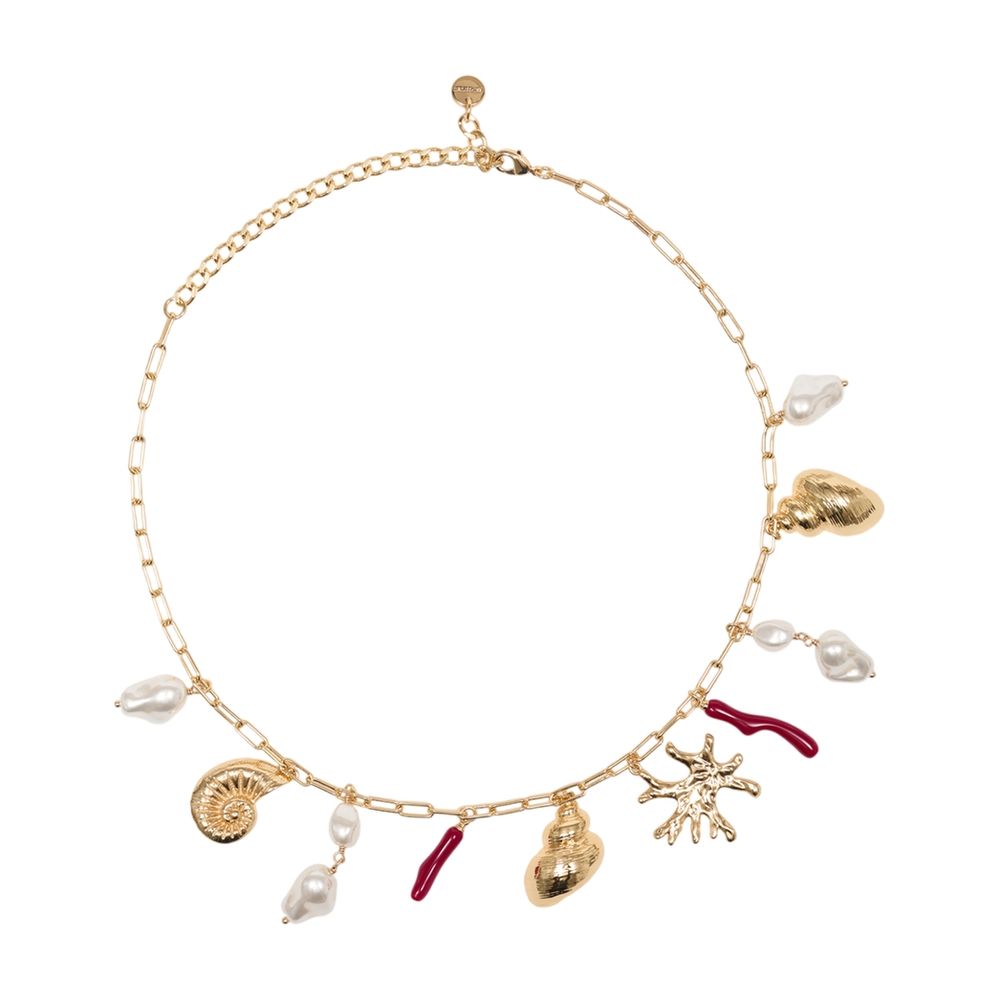 Self-Portrait Charm Pearl Necklace — Gold