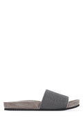 Brunello Cucinelli Knit-Paneled Suede Slipper — Gray