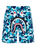 Bape Camo-Print Cotton Shorts — Blue