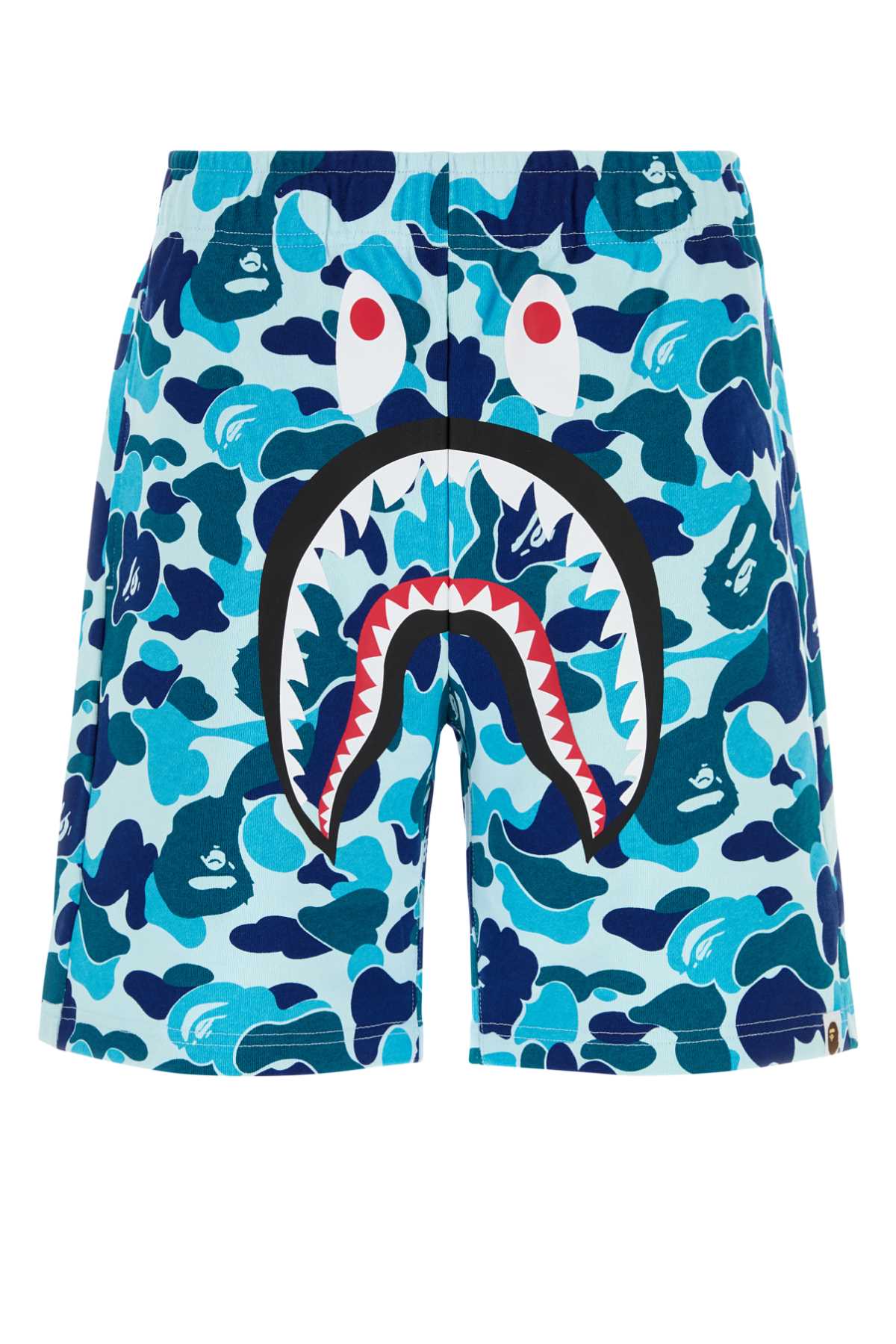 Bape Camo-Print Cotton Shorts — Blue