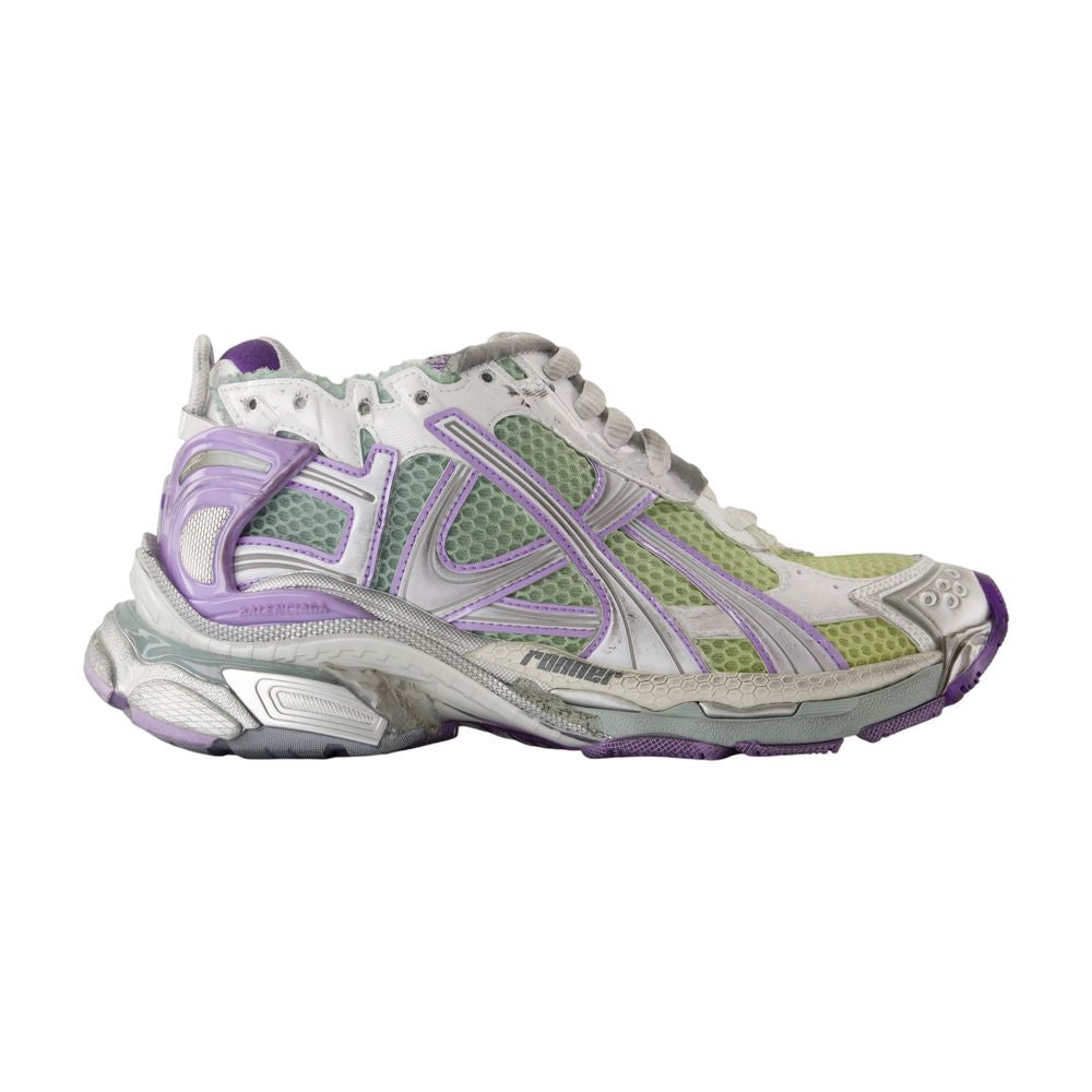 Balenciaga Mixed-Mesh Runner Sneaker — White