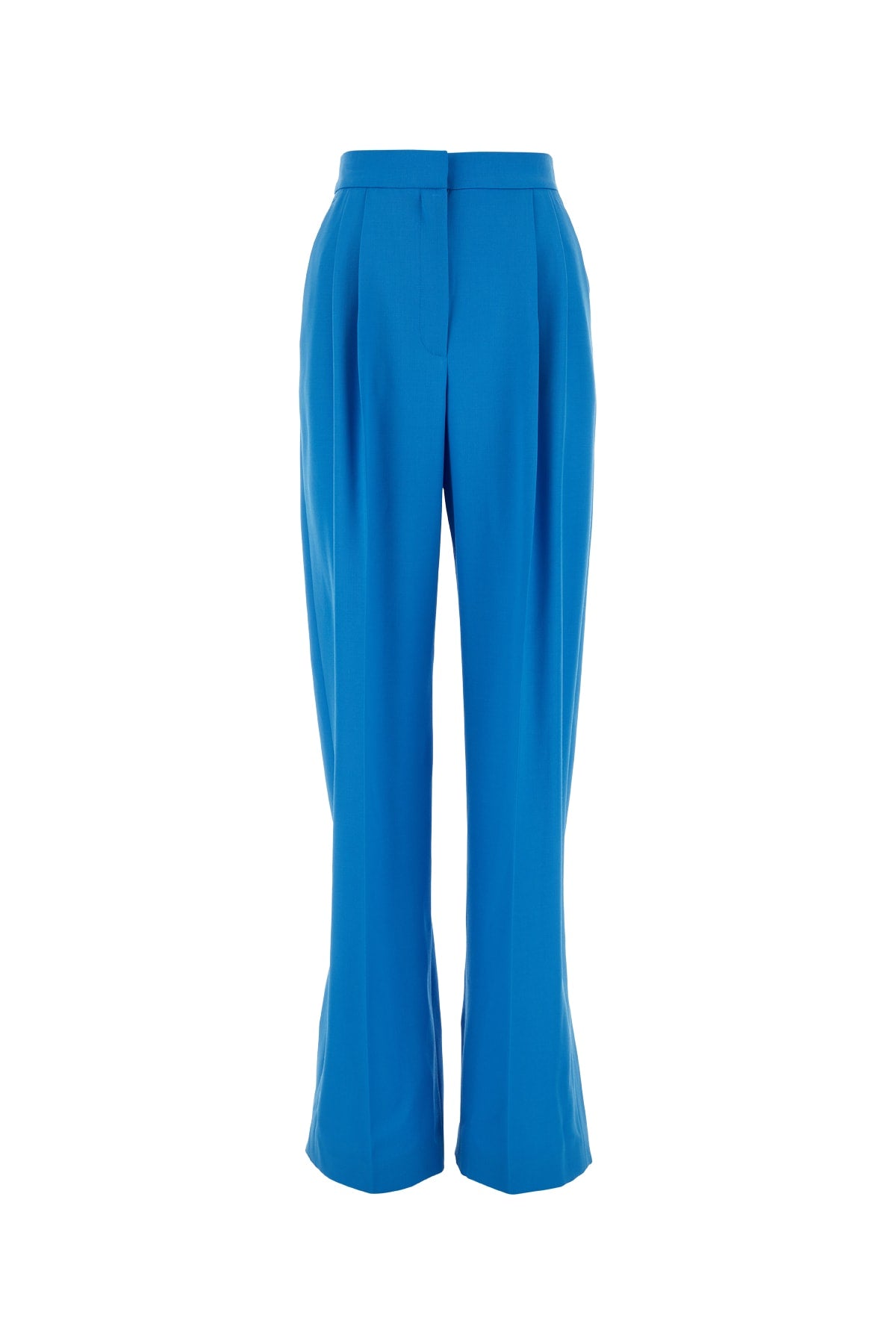 Alexander McQueen Wool Pleated Trousers — Blue