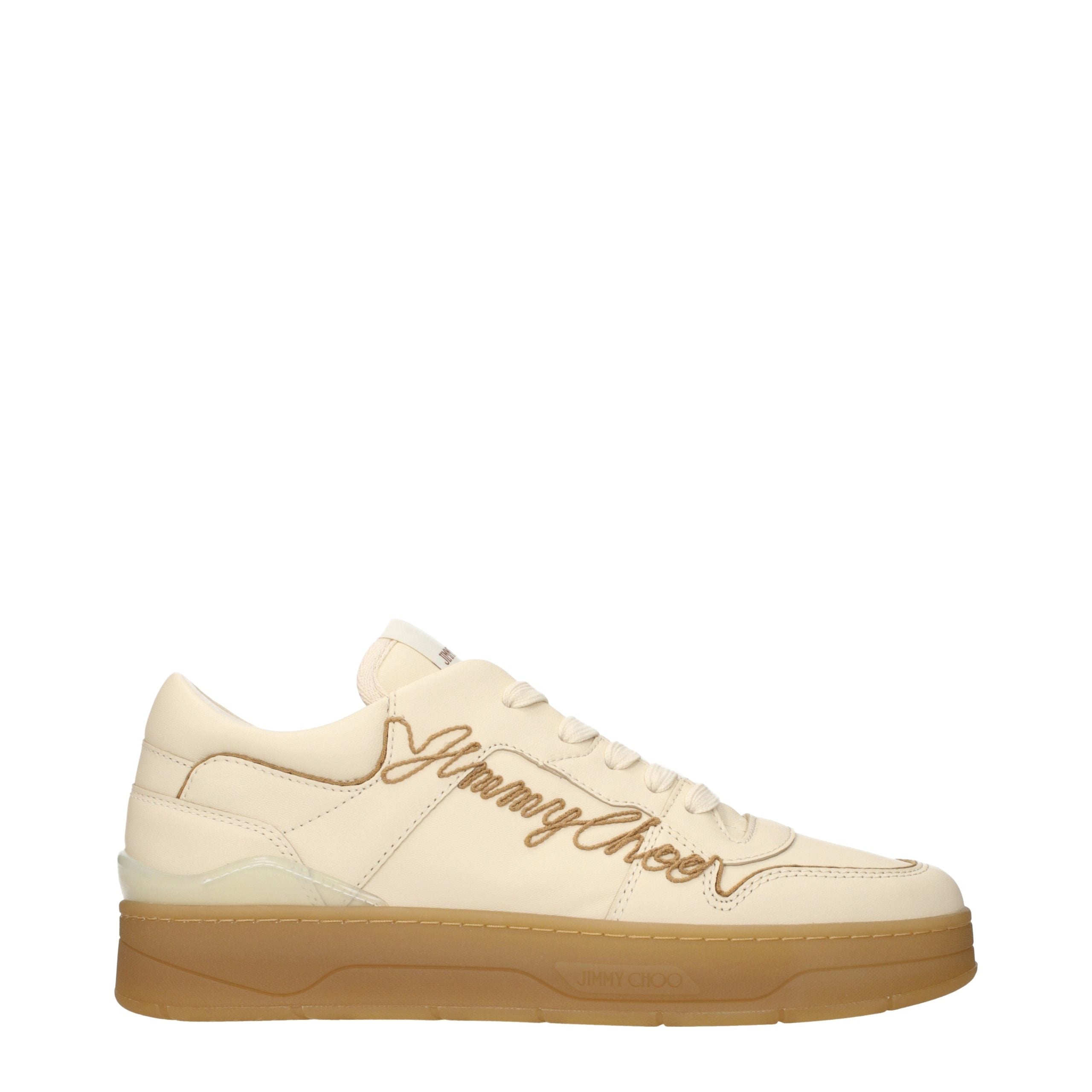 Jimmy Choo Leather Low-Top Sneaker — Beige