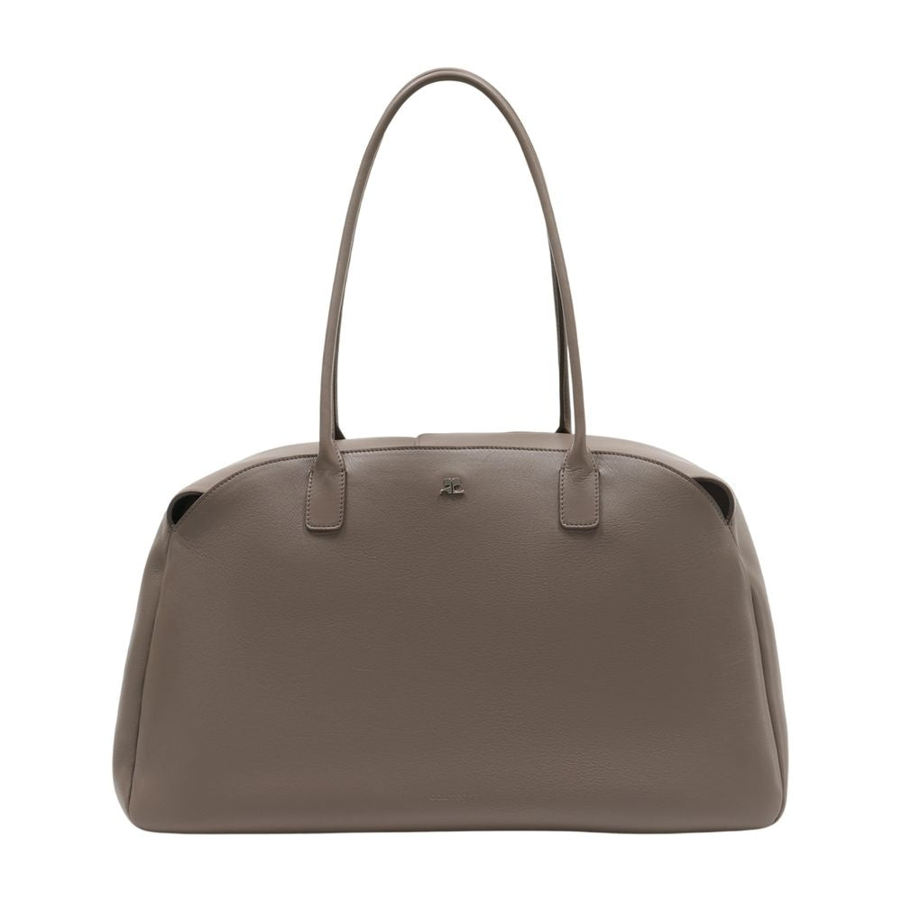 Courreges Leather Shoulder Bag — Brown