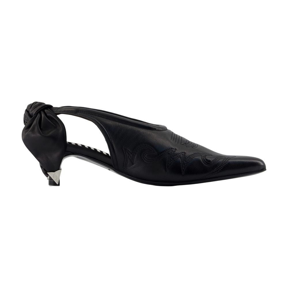 Toga Pulla Embroidered Calfskin Mule — Black