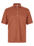 Brunello Cucinelli Linen-Cotton Jersey Polo Shirt — Orange