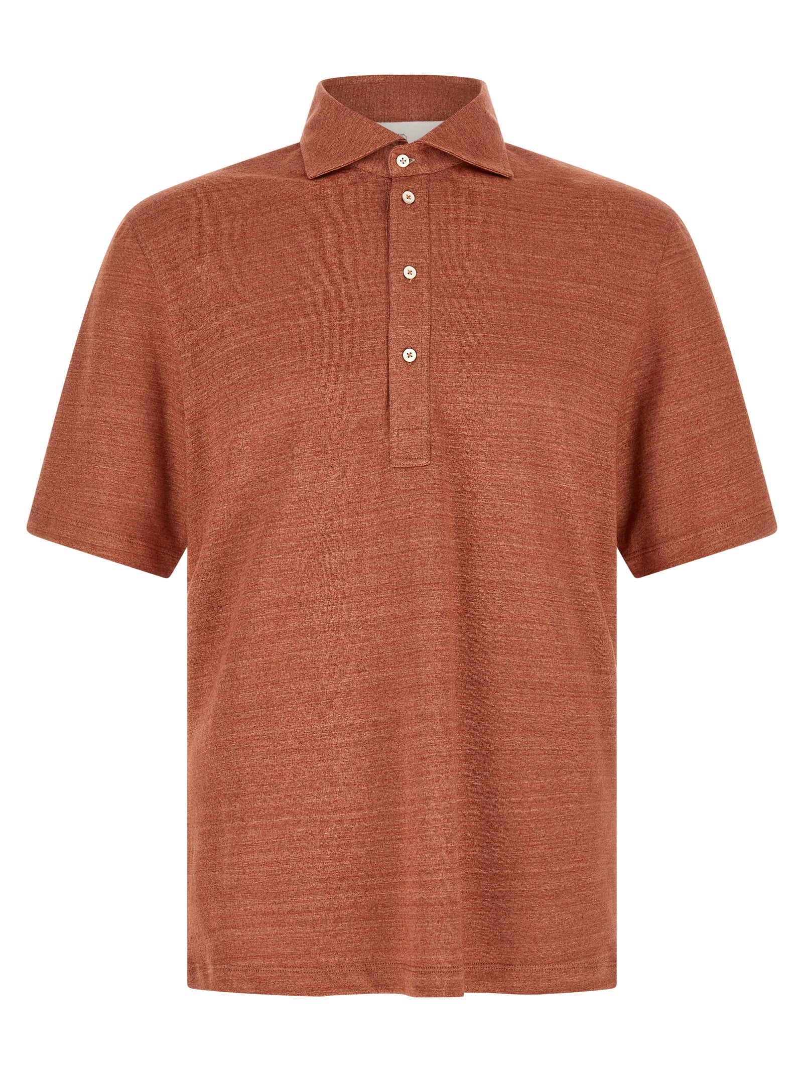 Brunello Cucinelli Linen-Cotton Jersey Polo Shirt — Orange