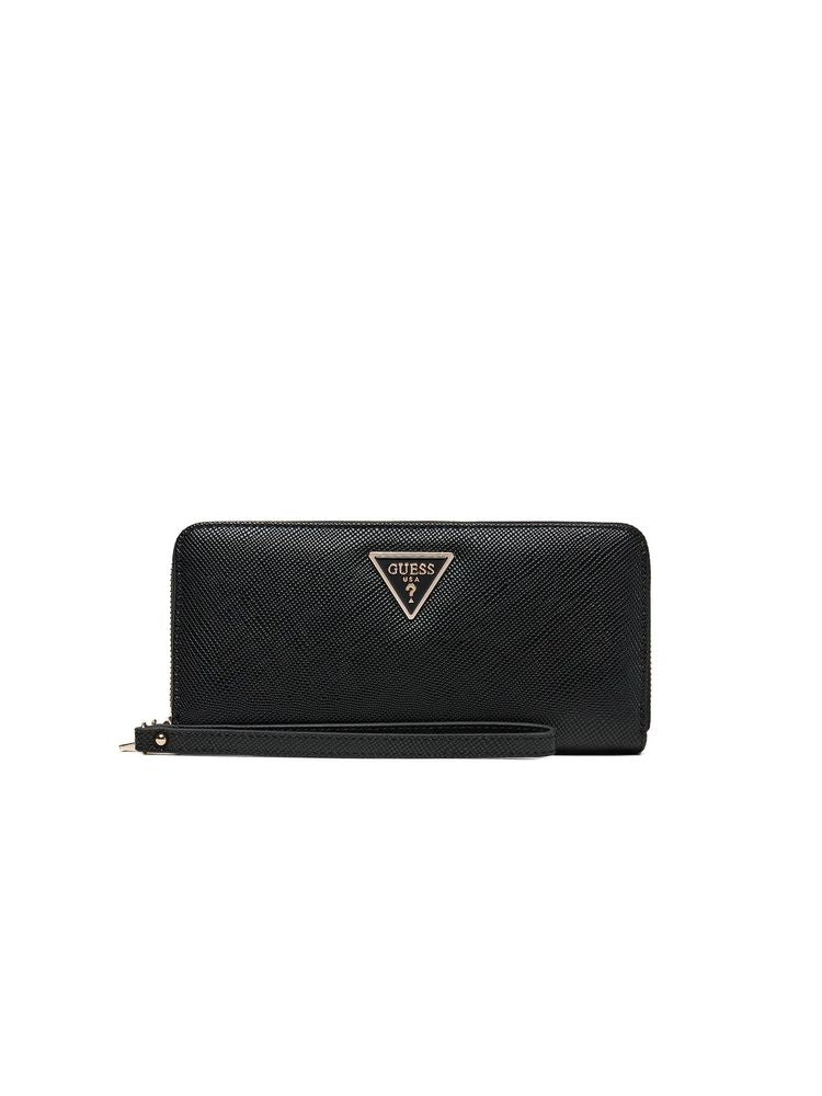Guess Large Zip Around Wallet — Black