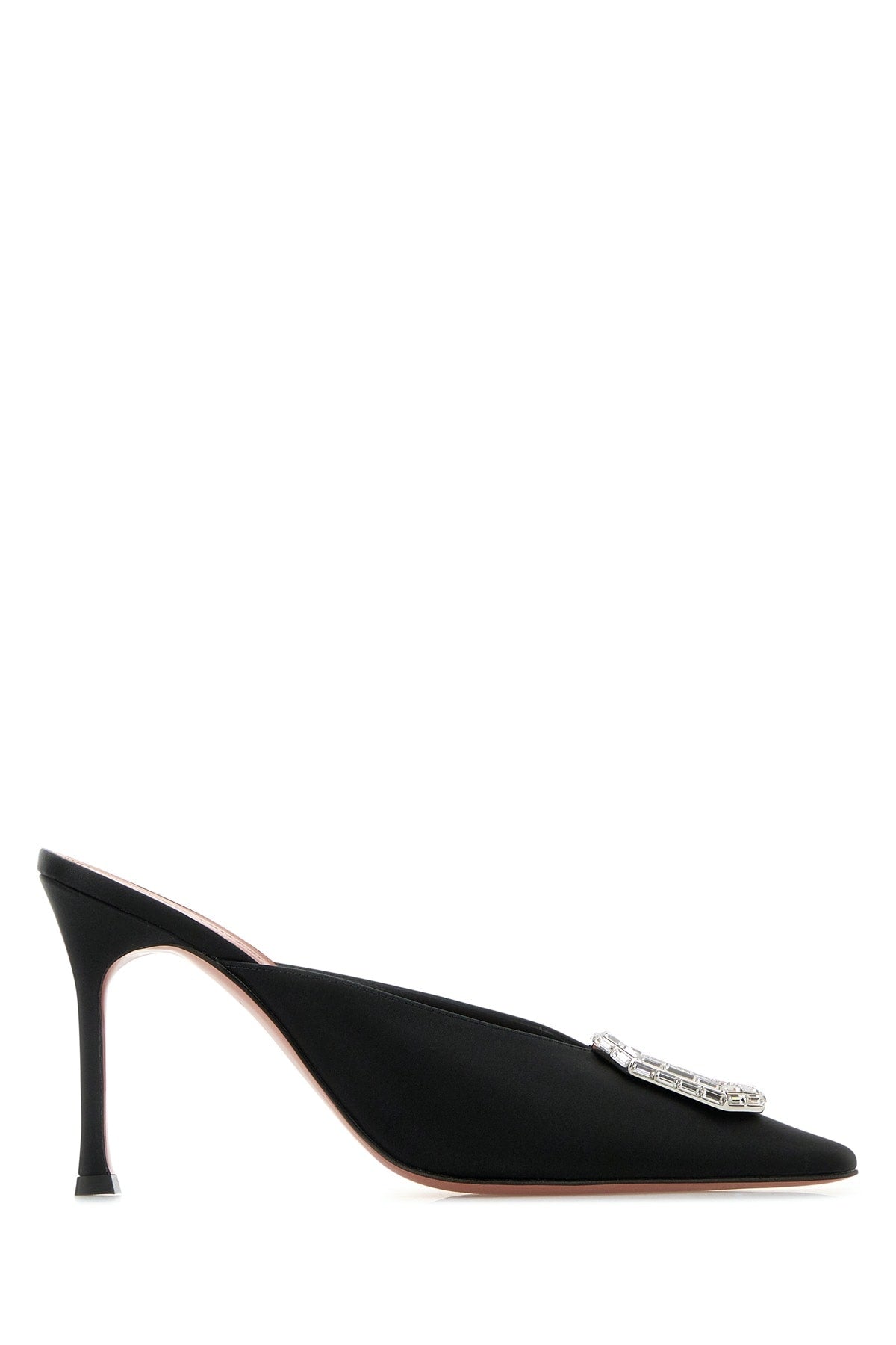 Amina Muaddi Blkwht Heel Mule — Black
