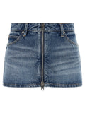 Alexander Wang Denim Zip-Front Bermuda Shorts — Blue