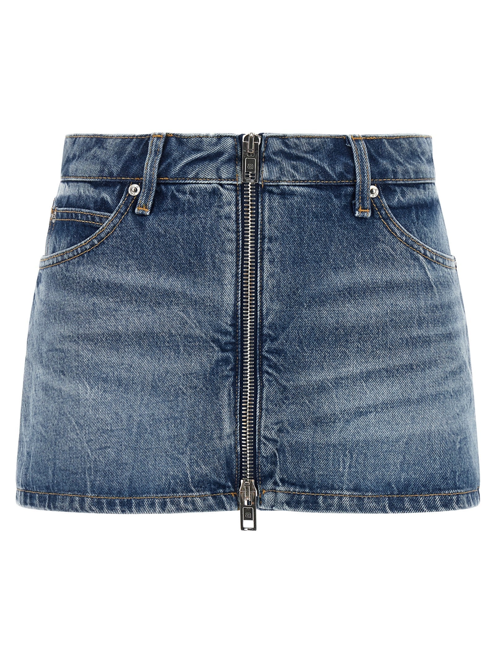 Alexander Wang Denim Zip-Front Bermuda Shorts — Blue
