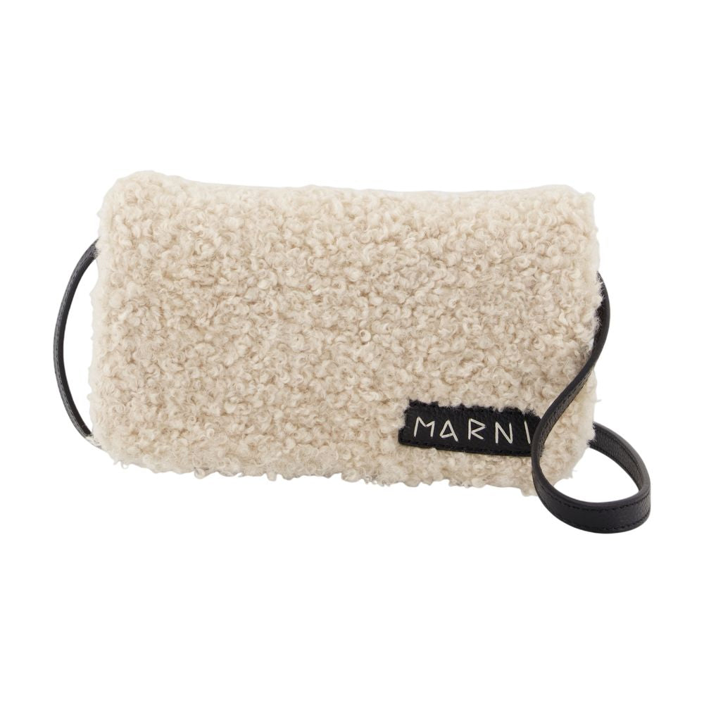Marni Quilted Synthetic Crossbody Bag — White