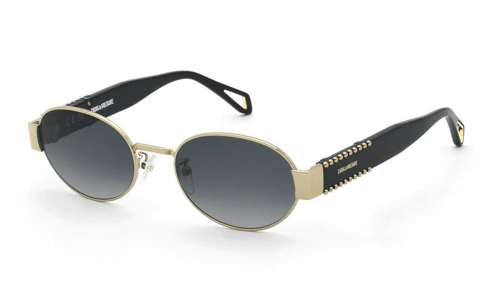 Zadig & Voltaire SZV504 Oval Metal Frame Sunglasses — Rose gold