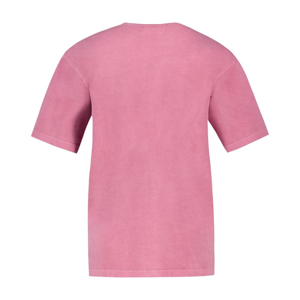 Ganni Embroidery Anglais Cotton T-Shirt — Pink