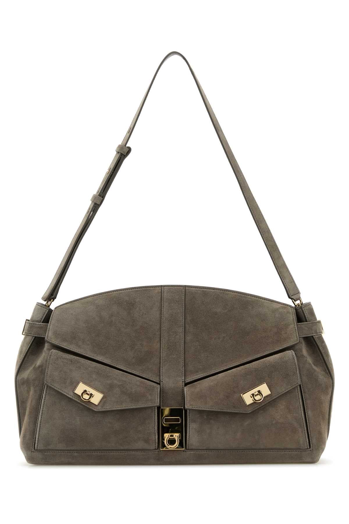 Ferragamo Concrete Shoulder Bag — Gray