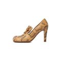 Bottega Veneta Python-Print Leather Pump — Brown