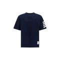 Thom Browne Horizontal-Striped Cotton T-Shirt — Navy
