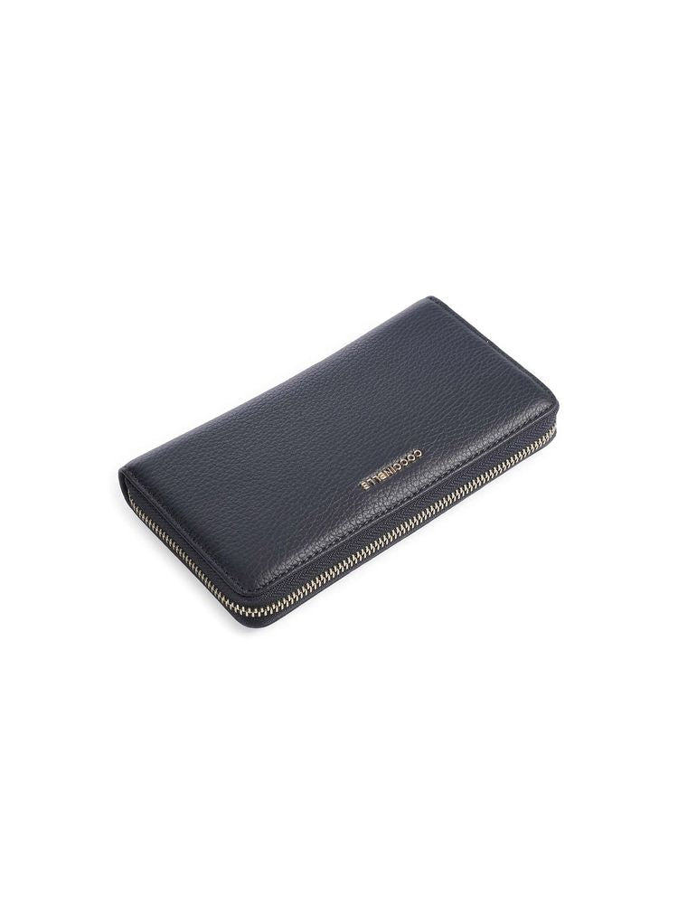 Coccinelle Grained Cowhide Wallet — Navy