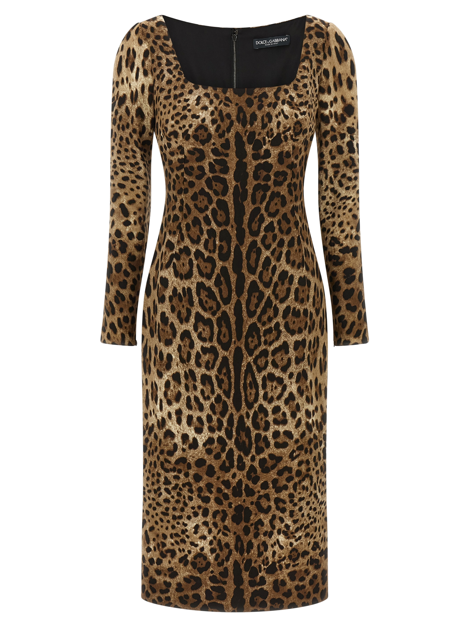 Vestido de viscosa con estampado de leopardo de Dolce & Gabbana — Marrón