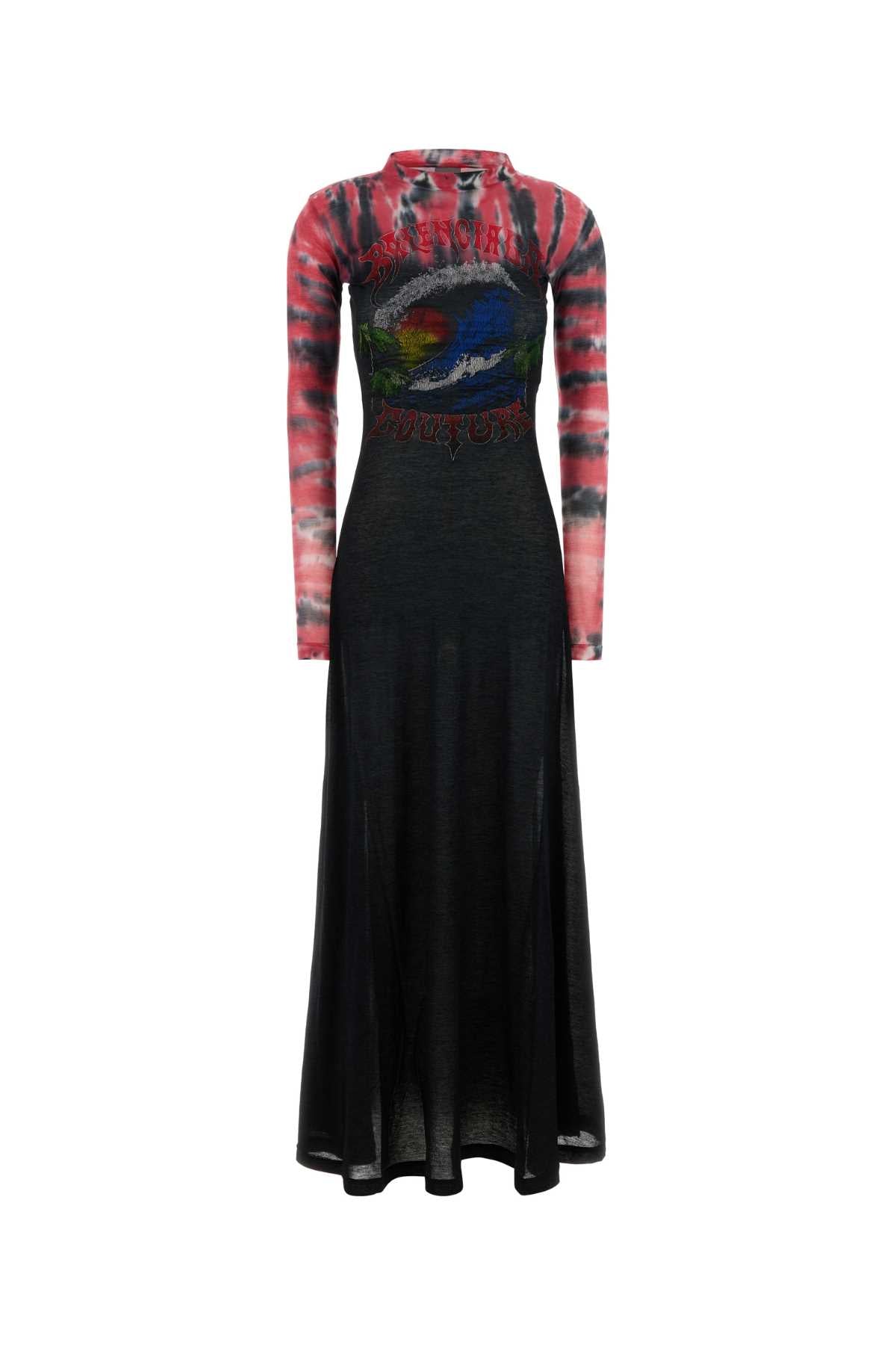 Balenciaga Printed Jersey Dress — Black