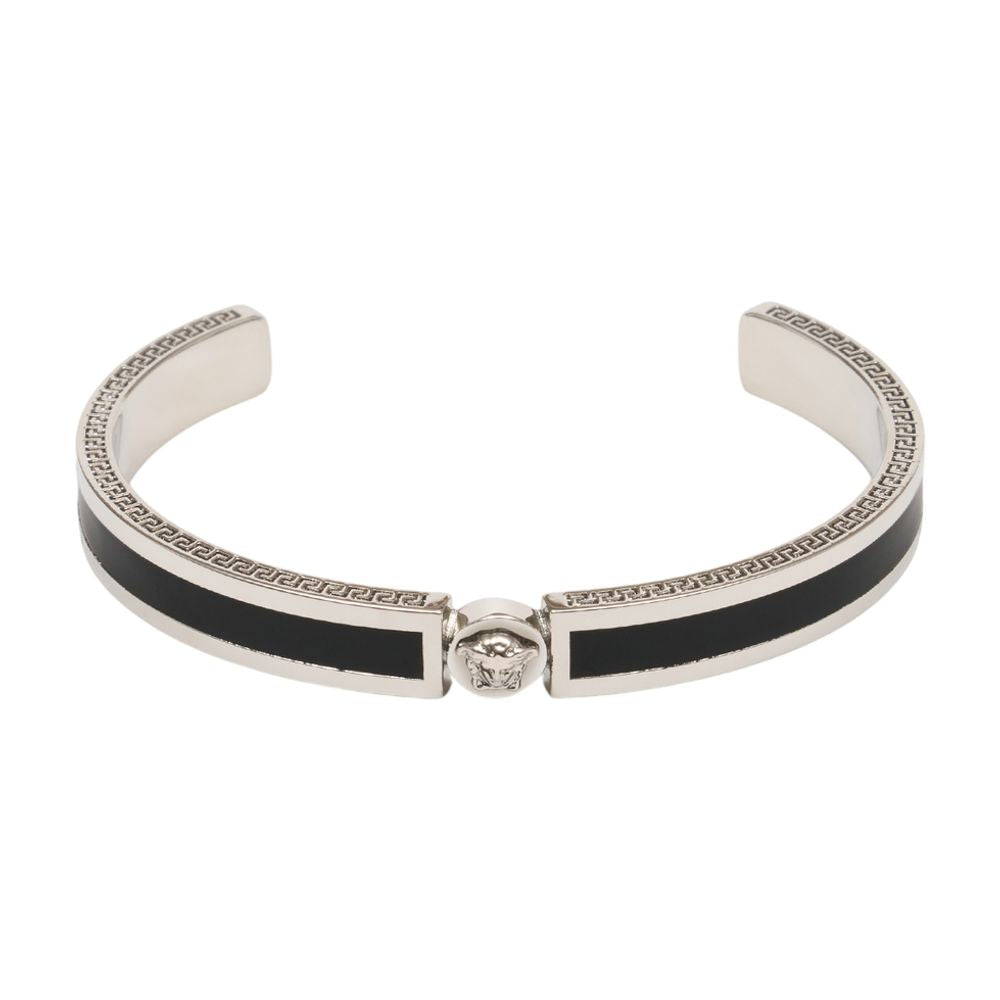 Versace Metal and Enamel Cuff Bracelet — Silver