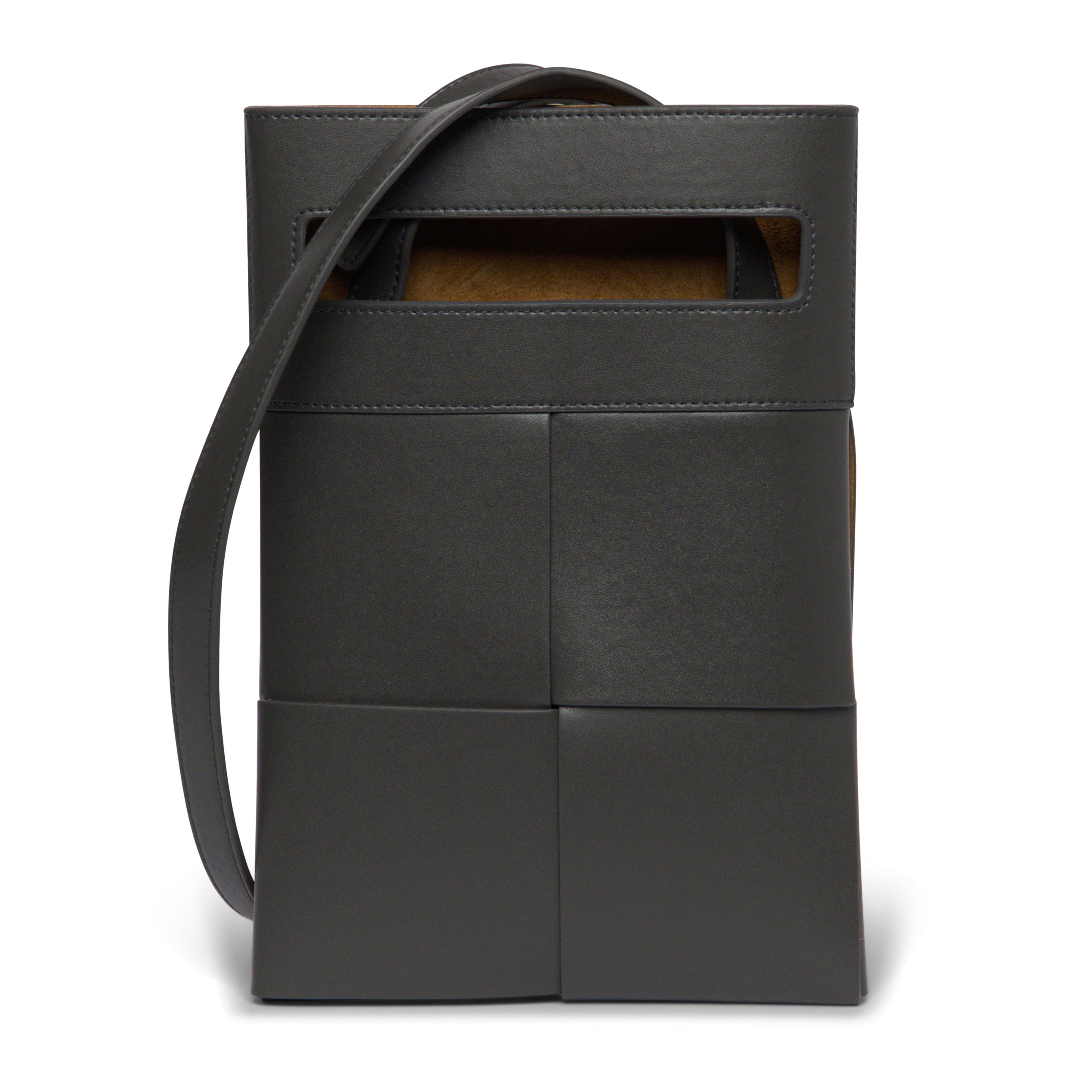 Bottega Veneta Calfskin Leather Crossbody Bag — Gray