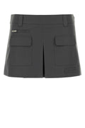 Miu Miu Pleated Cargo Cotton Cargo Skirt — Gray