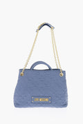 Moschino Quilted Faux Leather Shoulder Bag — Blue