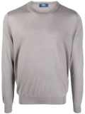 Fedeli Cashmere-Silk Crew-Neck Sweater — Grey