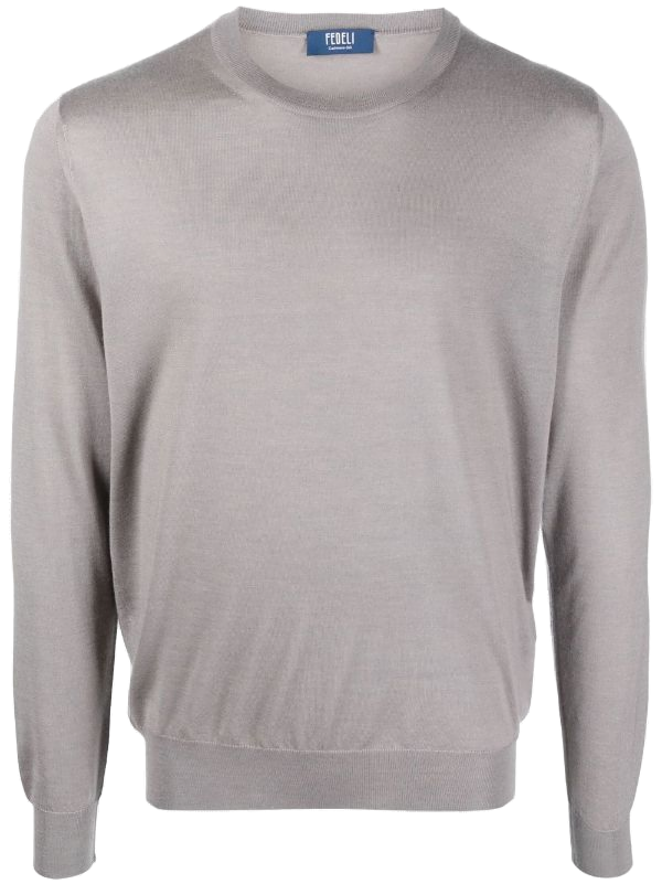 Fedeli Cashmere-Silk Crew-Neck Sweater — Grey