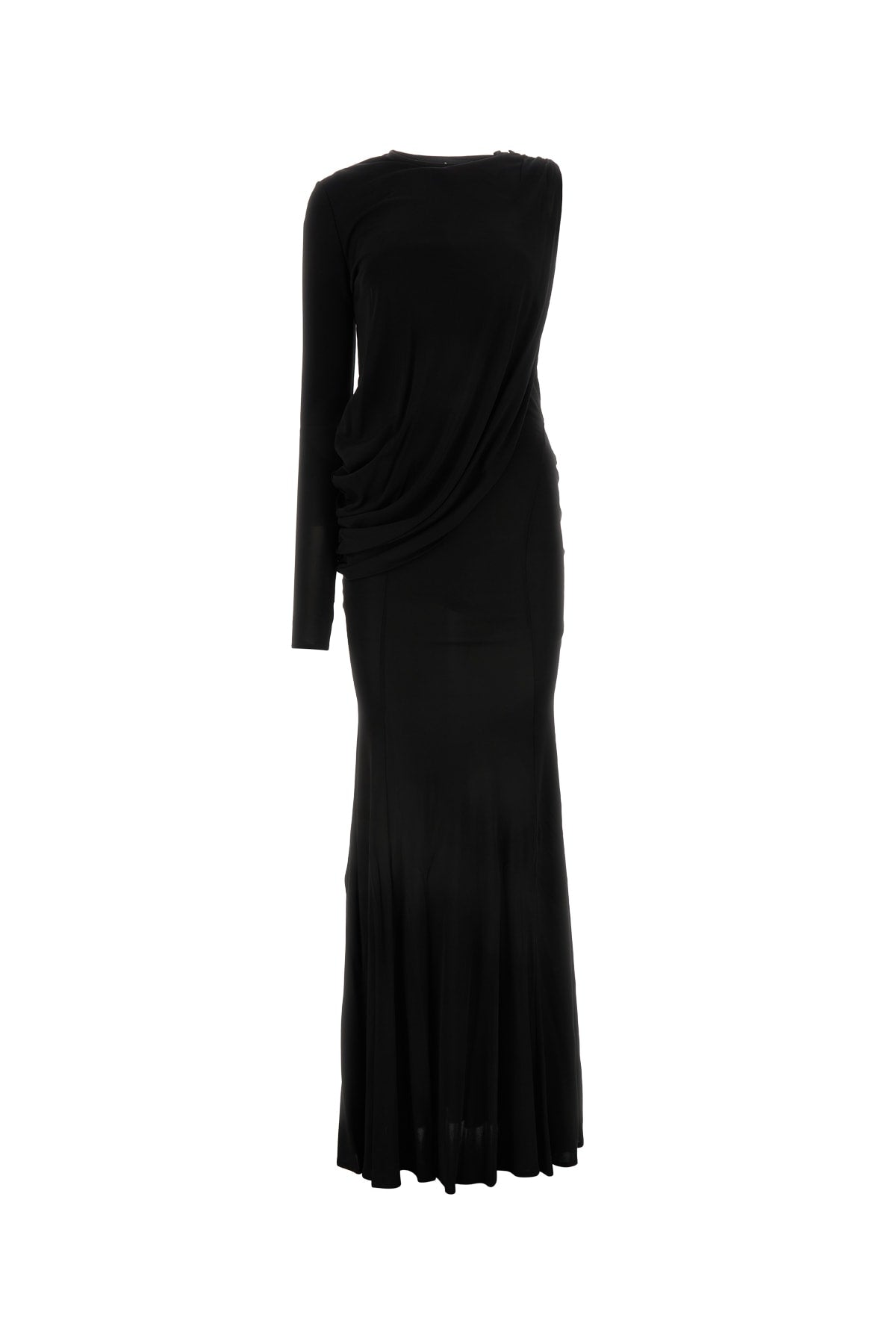 Andrea Adamo Draped Viscose Dress — Black