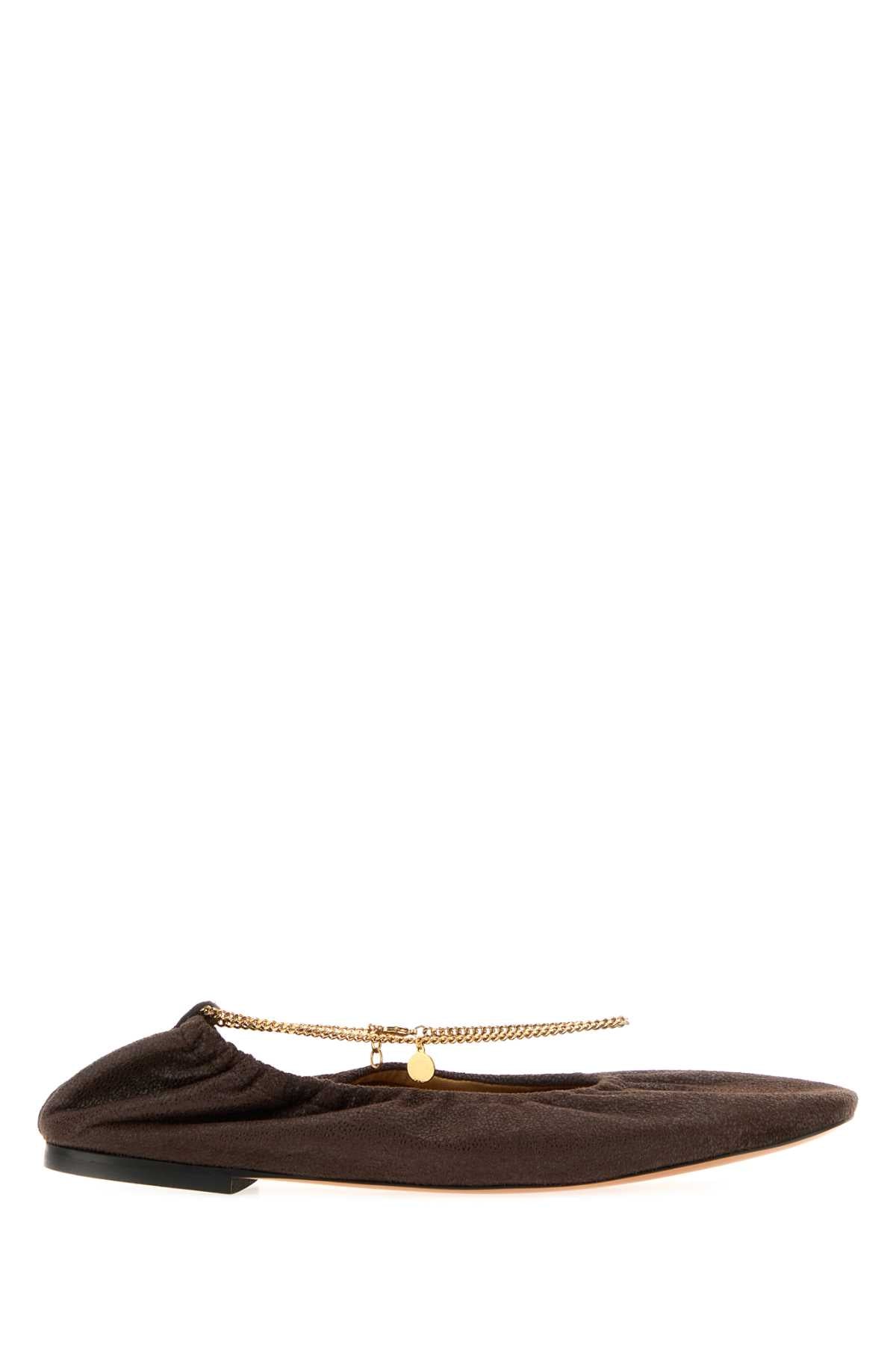Stella McCartney Shaggy Deer with Chain Detail Ballerinas — Brown