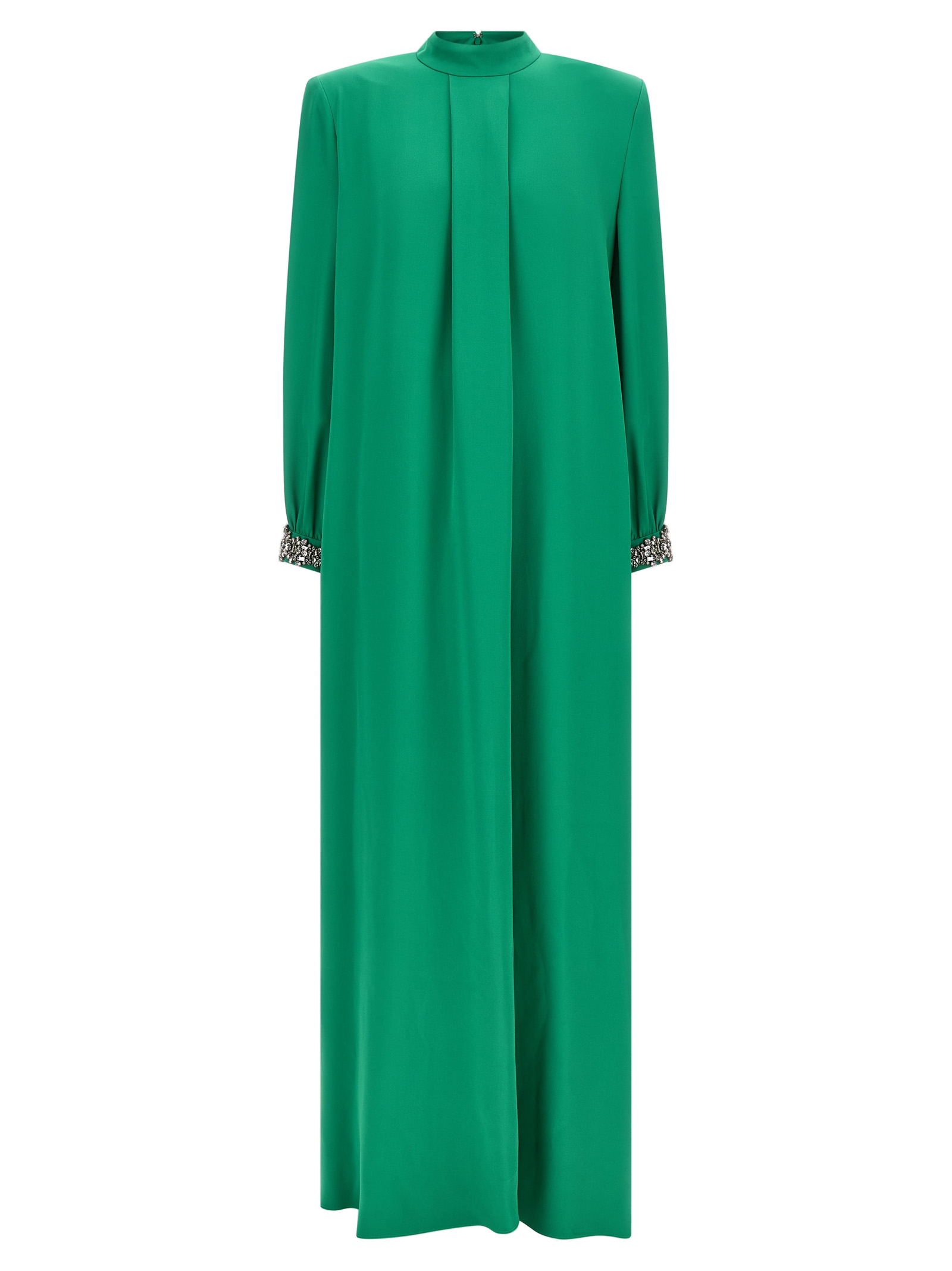 Valentino Garavani Crystal-Embroidered Silk Dress — Green