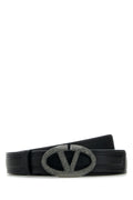 Valentino Garavani Crystal Buckle Belt — Black