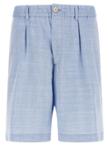 Brunello Cucinelli Linen and Virgin Wool Bermuda Shorts — Blue