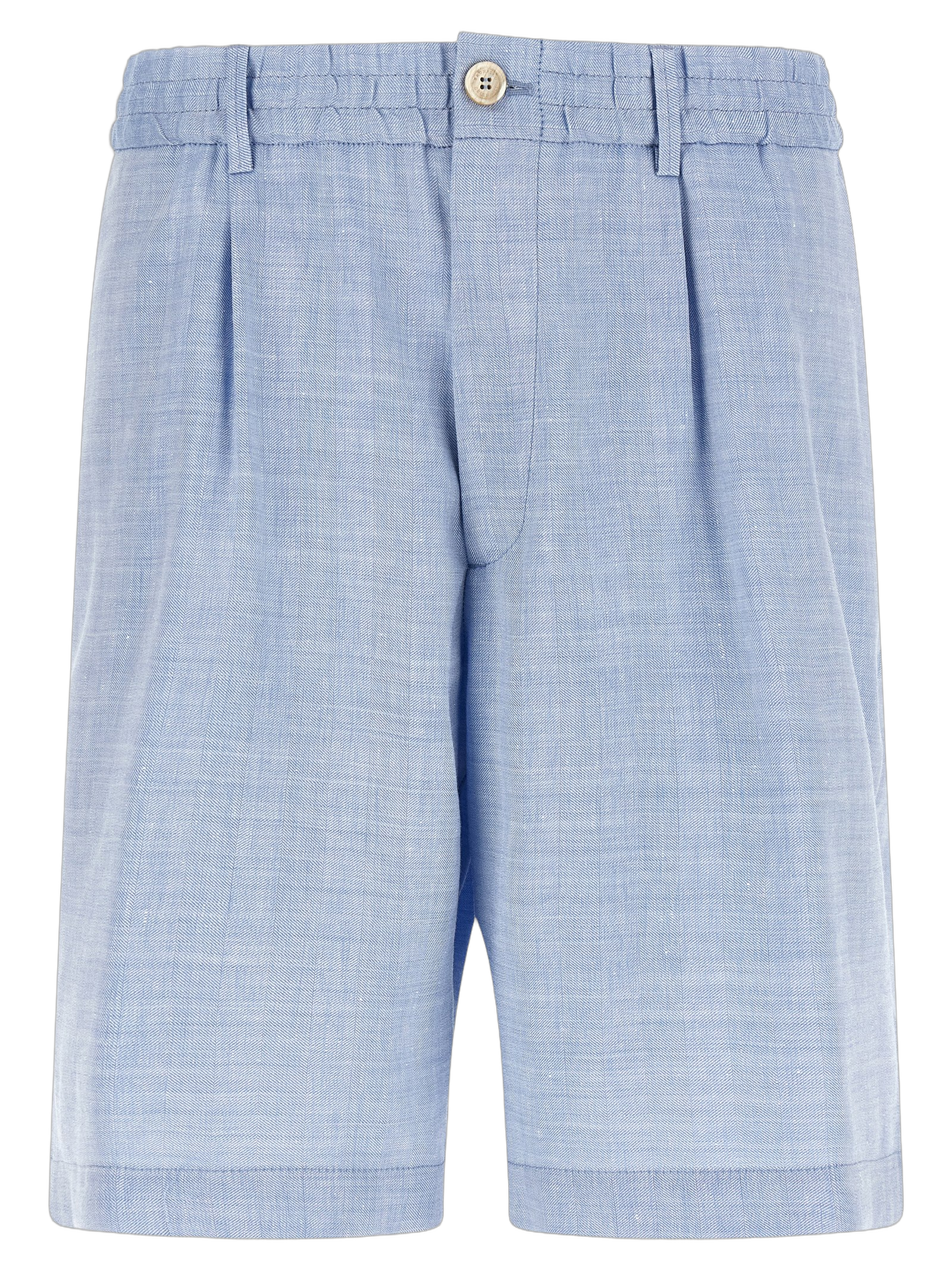 Brunello Cucinelli Linen and Virgin Wool Bermuda Shorts — Blue