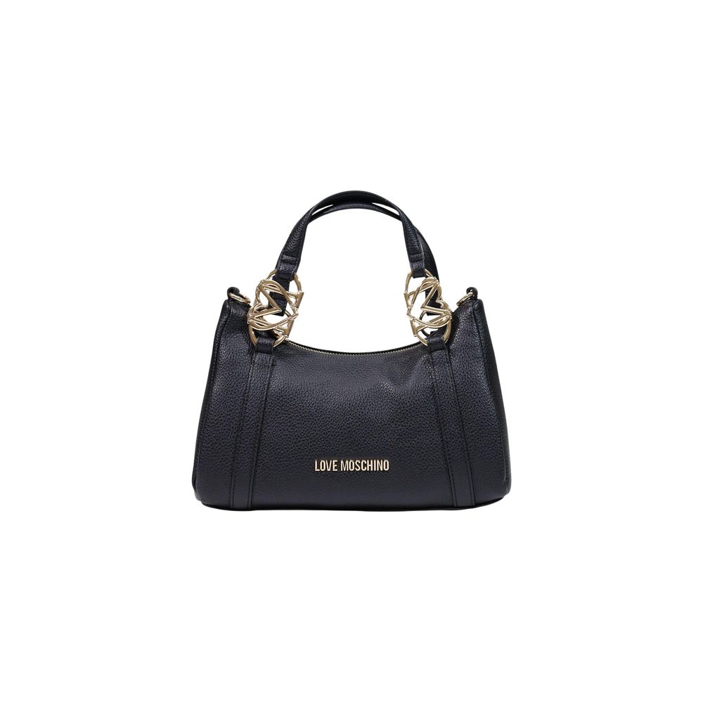 Love Moschino Pebbled Polyurethane Shoulder Bag — Black