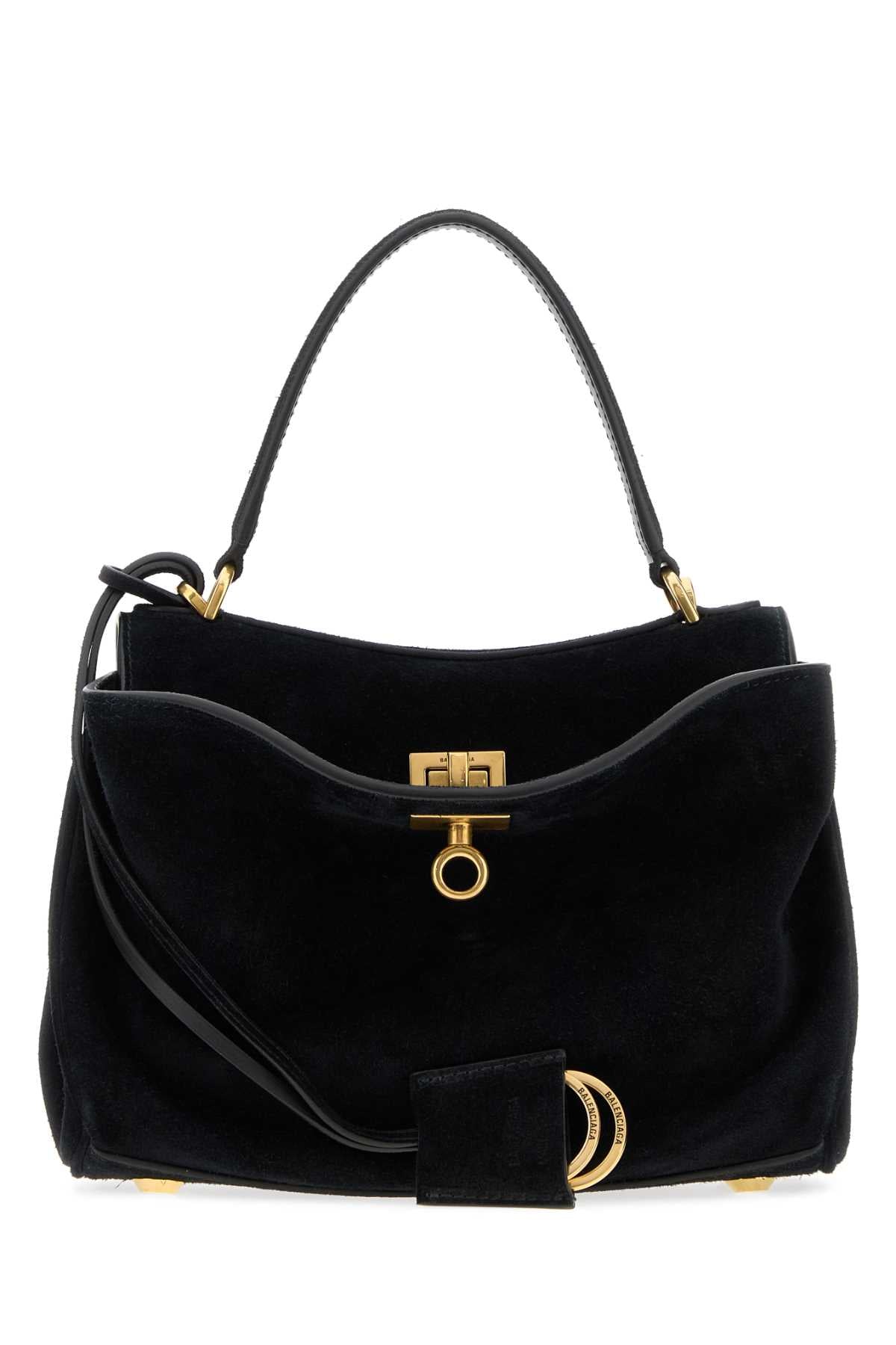 Balenciaga Velvet Shoulder Bag — Black