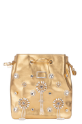 Roger Vivier Crystal-Embellished Leather Shoulder Bag — Gold