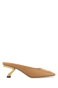 Ferragamo Sculptural Curved Heel Mule Heel — Beige