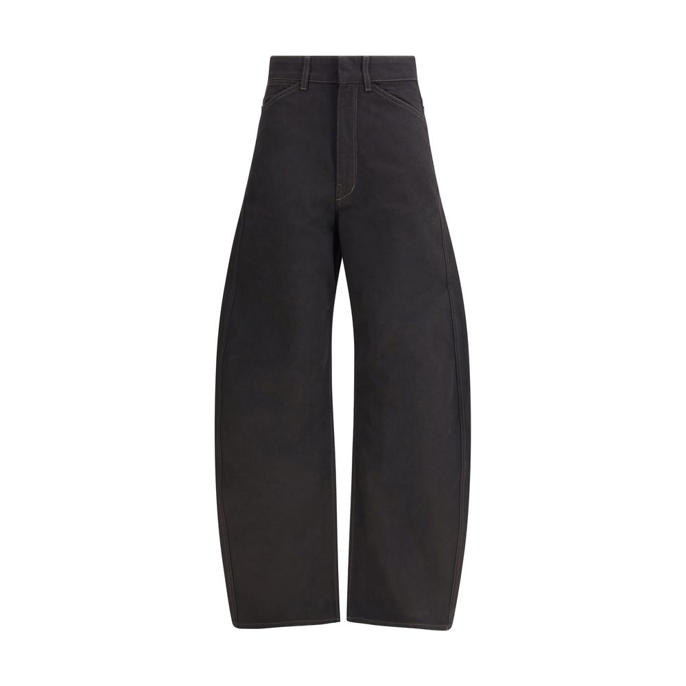 Lemaire High-Waisted Barrel Cotton Trousers — Black