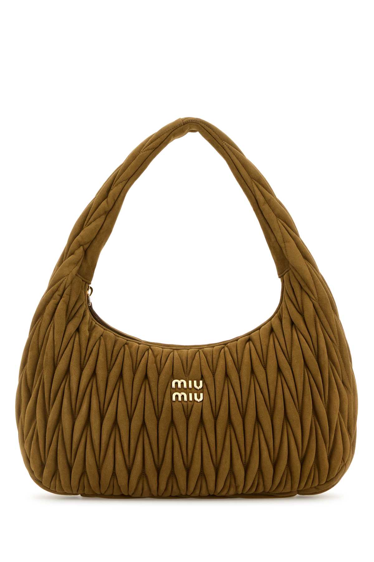Miu Miu Quilted Suede Shoulder Bag — Olive